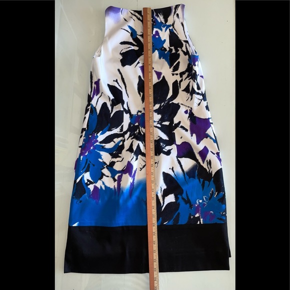 T TAHARI SLEEVELESS LOW HIGH FRAN DRESS SZ 2 COLORFUL LINED ZIPPER COTTON BLEND - Picture 10 of 11